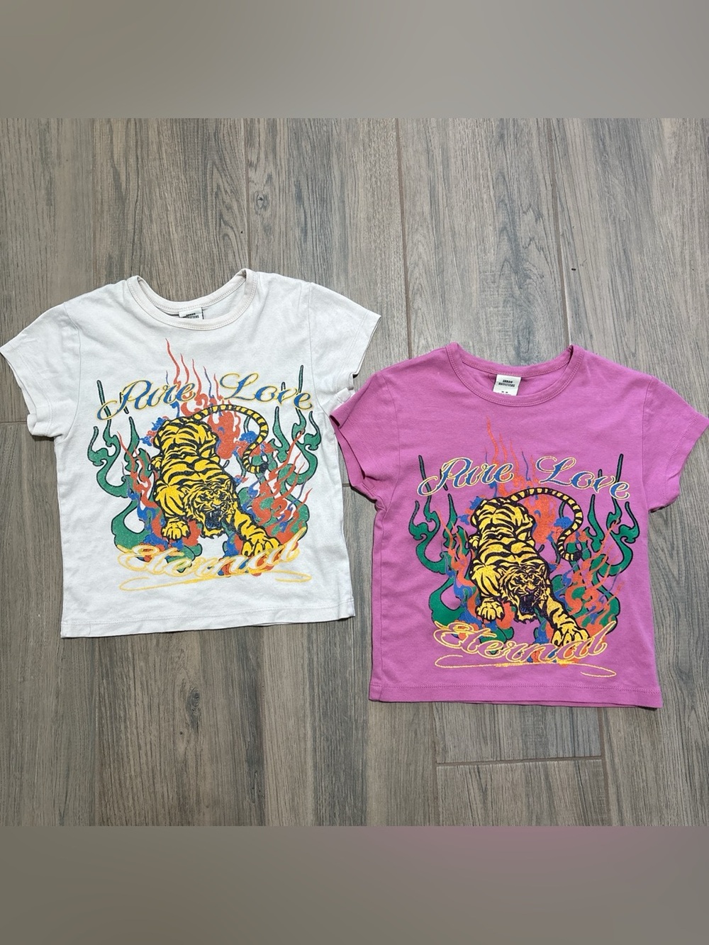 Urban Outfitters Baby Tees LOT OF TWO Tiger Flame Print Y2K Fashion size Medium